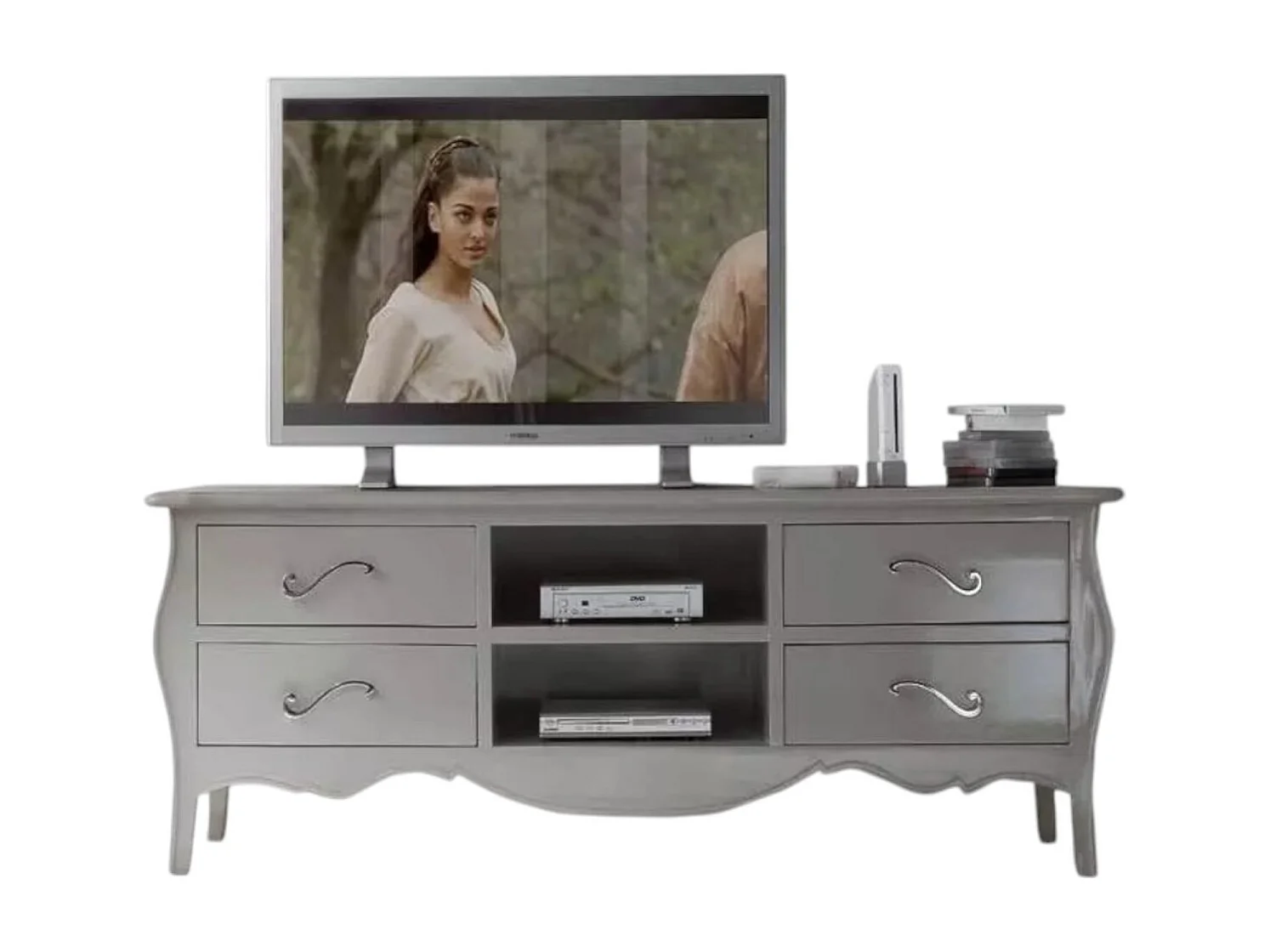 MOBILI 2G - PORTA TV IN LEGNO IN LEGNO SHABBY TORTORA MADREPERLA 182X50X61 (1372)