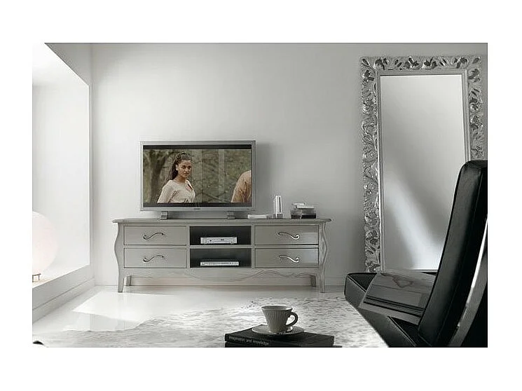 MOBILI 2G - PORTA TV IN LEGNO IN LEGNO SHABBY TORTORA MADREPERLA 182X50X61 (1372)