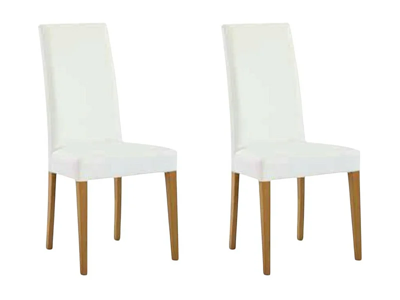 MOBILI 2G - MOBILI 2G - SET 2 SEDIE MODERNE LEGNO ECOPELLE IMBOTTITA BIANCO (615)