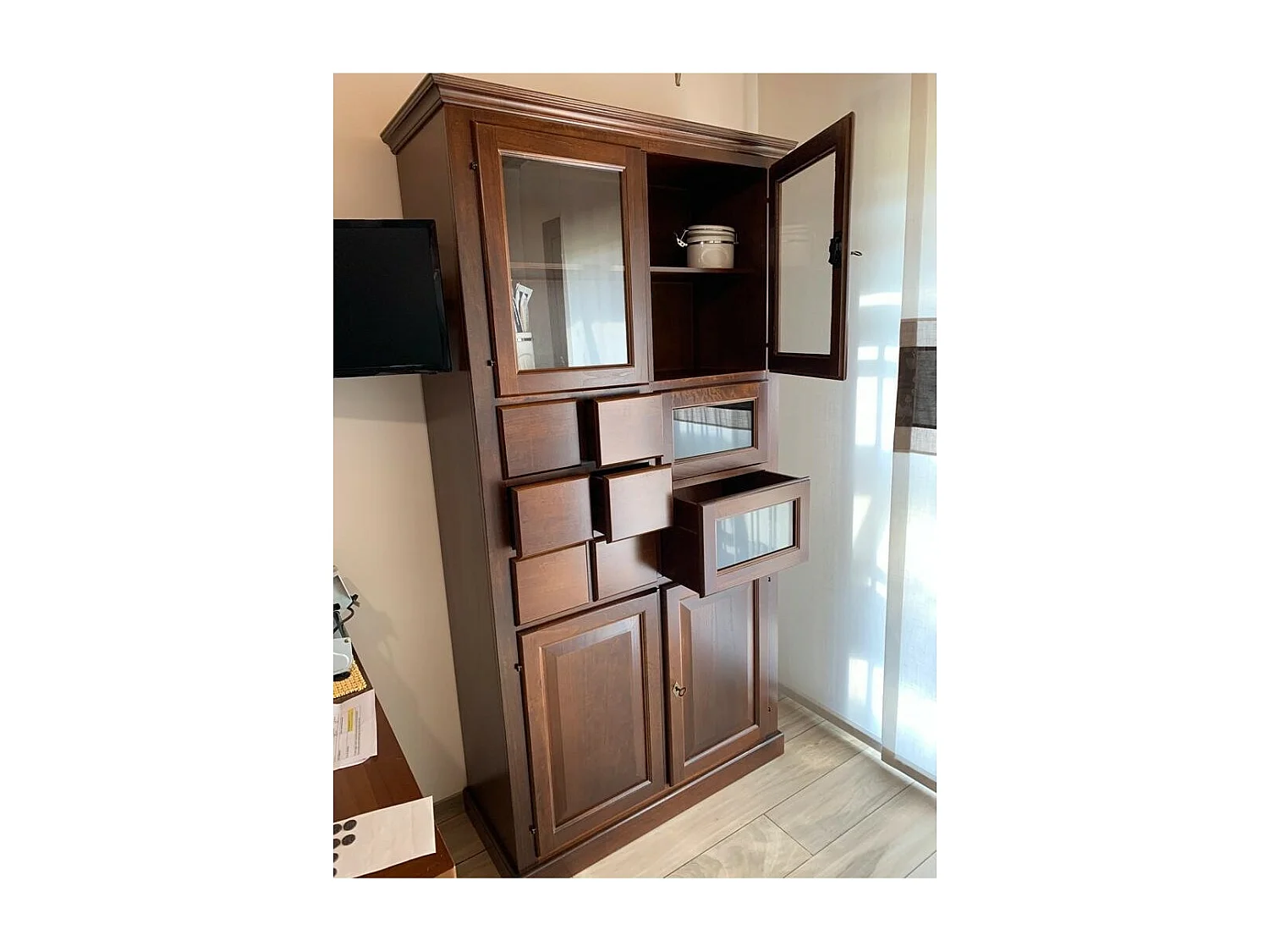 MOBILI 2G - DISPENSA PASTAIA ARTE POVERA IN LEGNO TINTA NOCE L.107 P.45 H.203 (513)