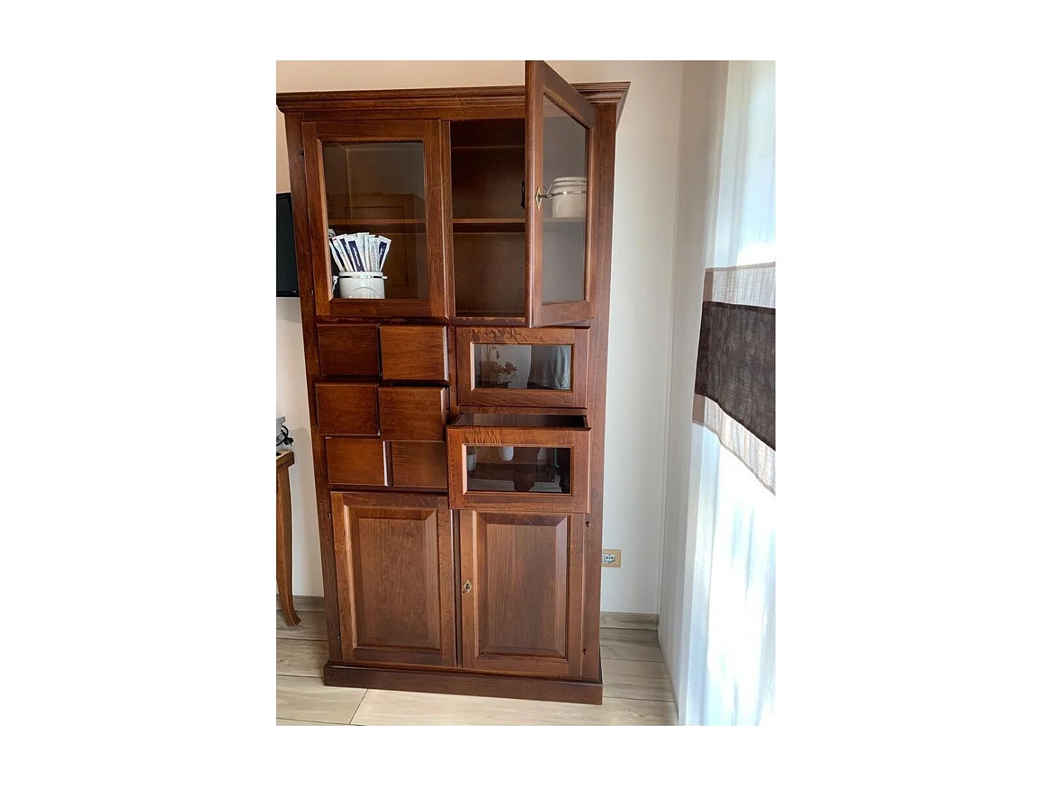 MOBILI 2G - DISPENSA PASTAIA ARTE POVERA IN LEGNO TINTA NOCE L.107 P.45 H.203 (513)