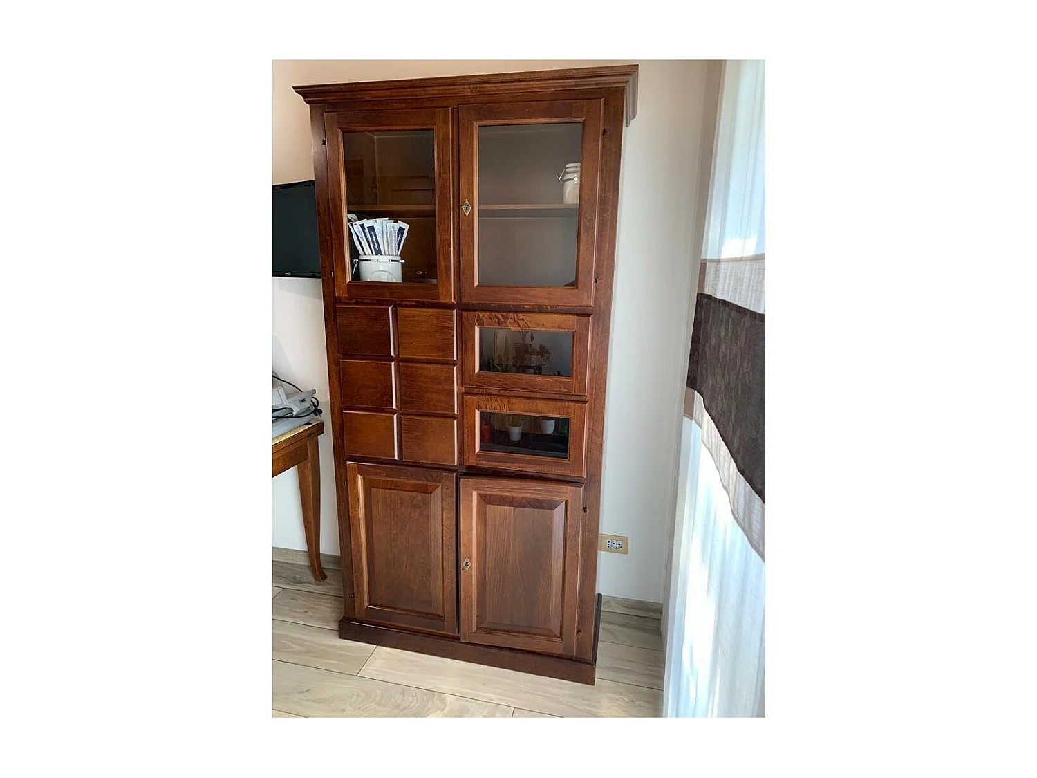 MOBILI 2G - DISPENSA PASTAIA ARTE POVERA IN LEGNO TINTA NOCE L.107 P.45 H.203 (513)