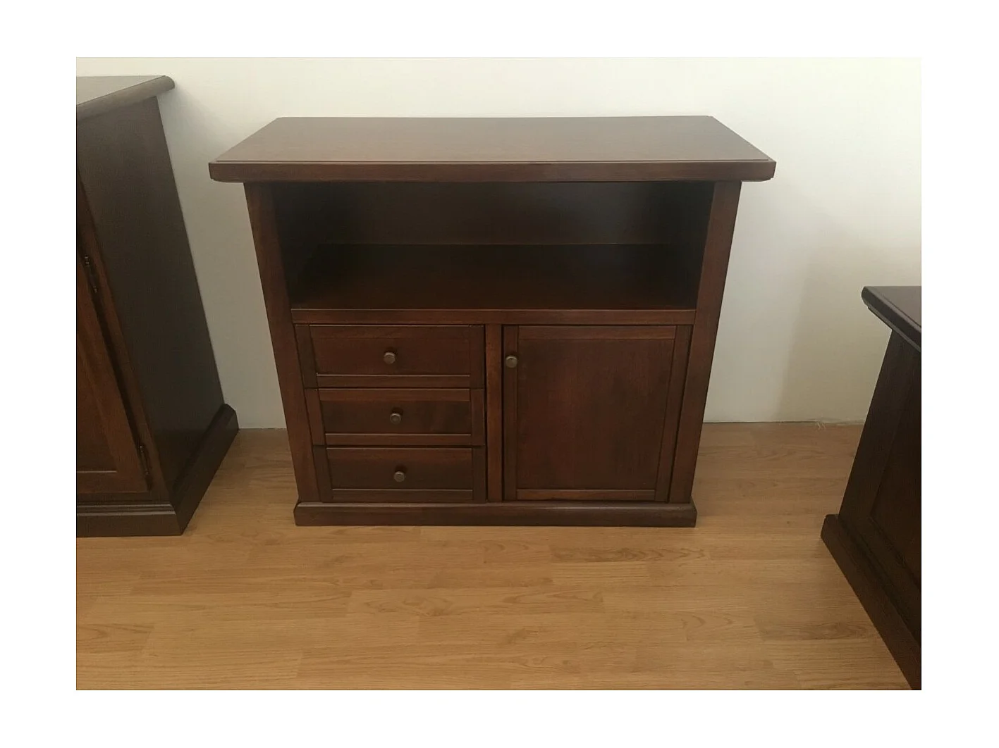 MOBILI 2G - PORTA TV IN LEGNO ARTE POVERA TINTA NOCE 86x38x75 (378)