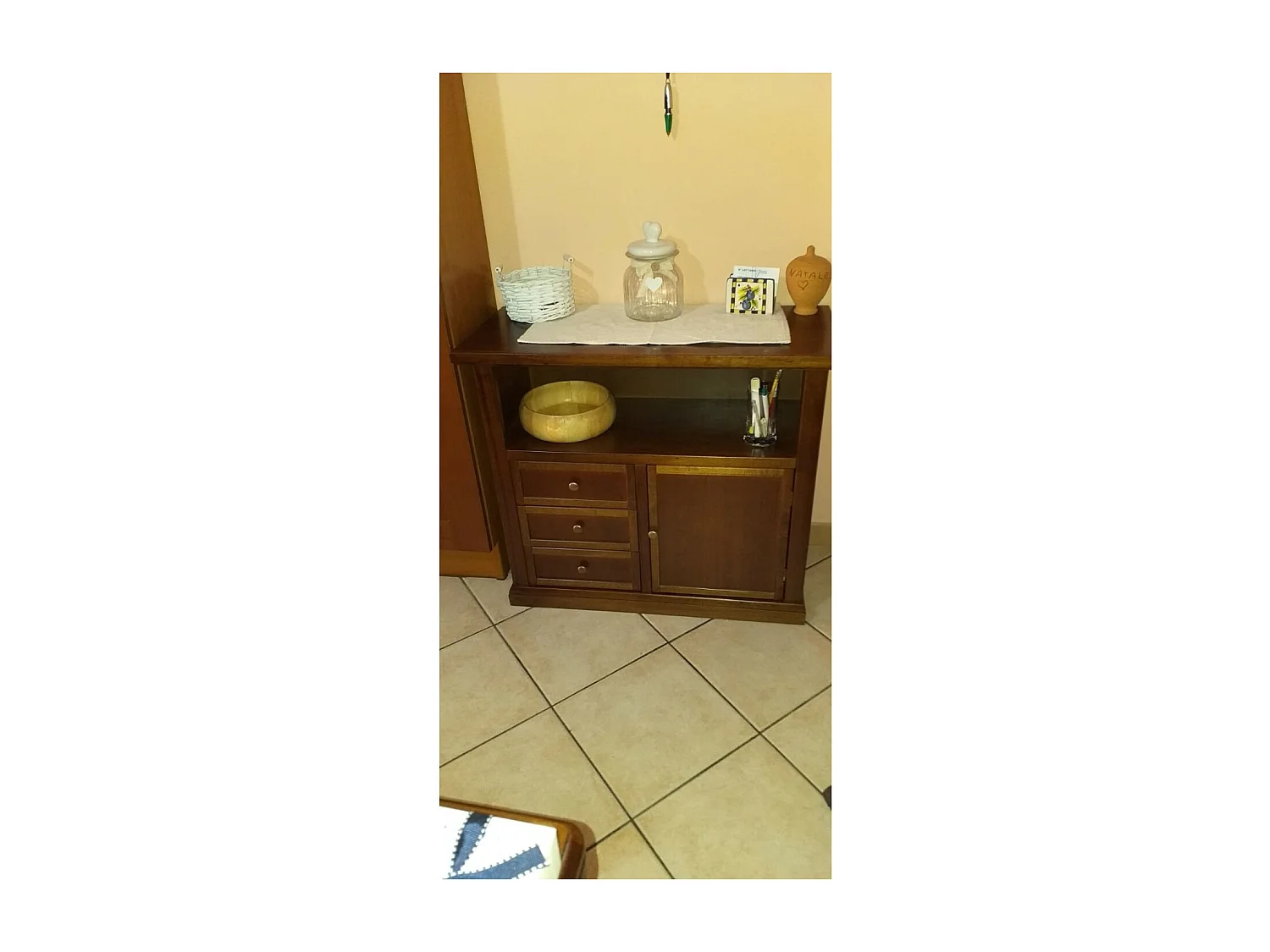 MOBILI 2G - PORTA TV IN LEGNO ARTE POVERA TINTA NOCE 86x38x75 (378)