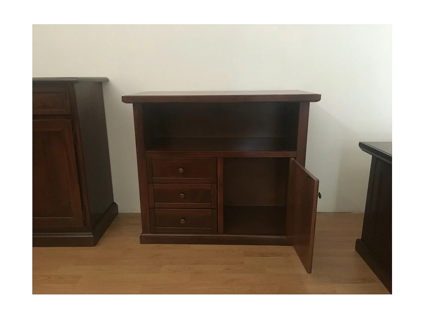 MOBILI 2G - PORTA TV IN LEGNO ARTE POVERA TINTA NOCE 86x38x75 (378)