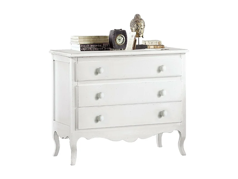MOBILI 2G - COMO' 3 CASSETTI CLASSICO SAGOMATO BIANCO 107x52X89 (1305)