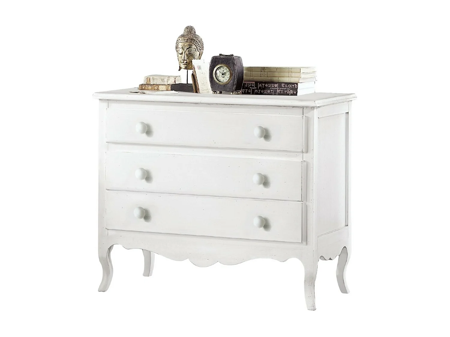 MOBILI 2G - COMO' 3 CASSETTI CLASSICO SAGOMATO BIANCO 107x52X89 (1305)