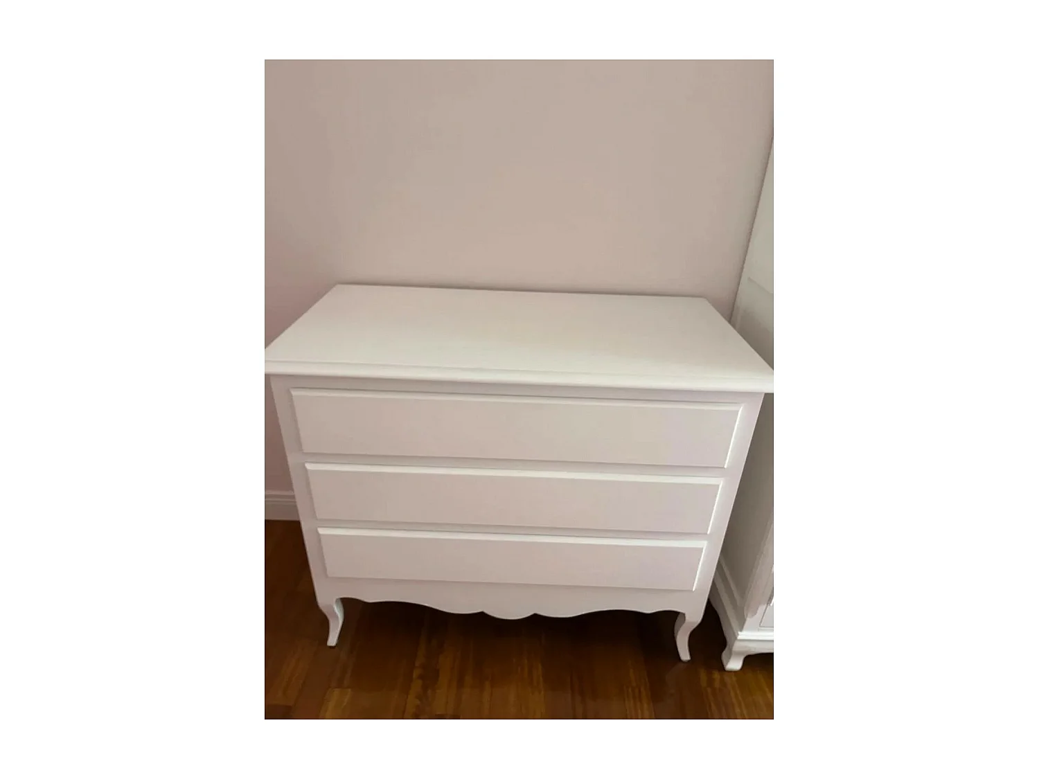 MOBILI 2G - COMO' 3 CASSETTI CLASSICO SAGOMATO BIANCO 107x52X89 (1305)