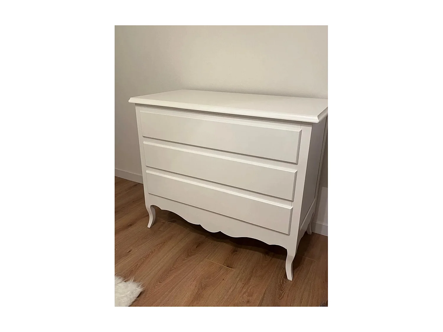 MOBILI 2G - COMO' 3 CASSETTI CLASSICO SAGOMATO BIANCO 107x52X89 (1305)