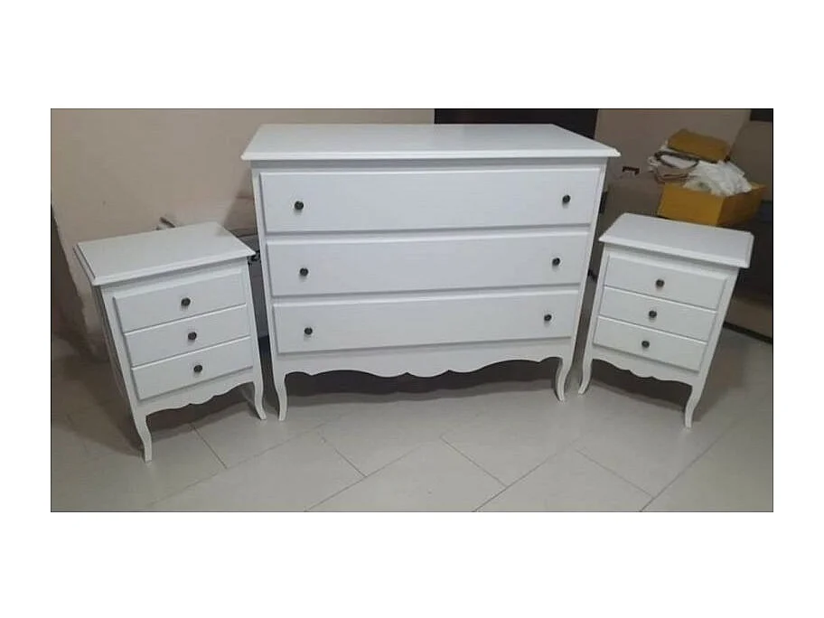 MOBILI 2G - COMO' 3 CASSETTI CLASSICO SAGOMATO BIANCO 107x52X89 (1305)