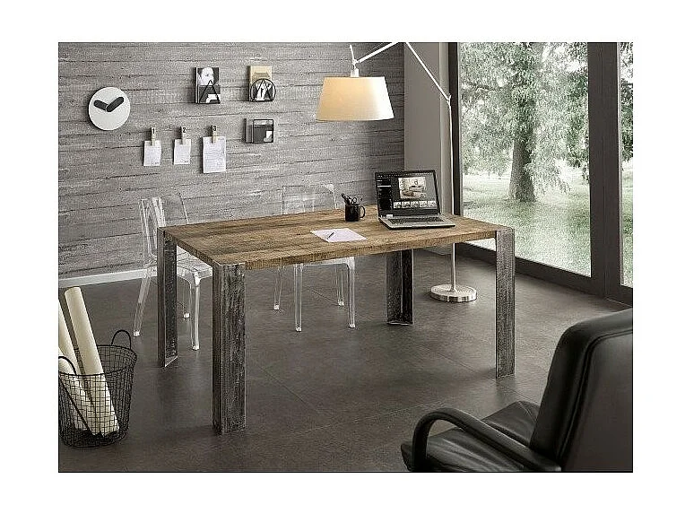 MOBILI 2G - TAVOLO FISSO RETTAGOLARE  LEGNO MASSELLO ROVERE (004)