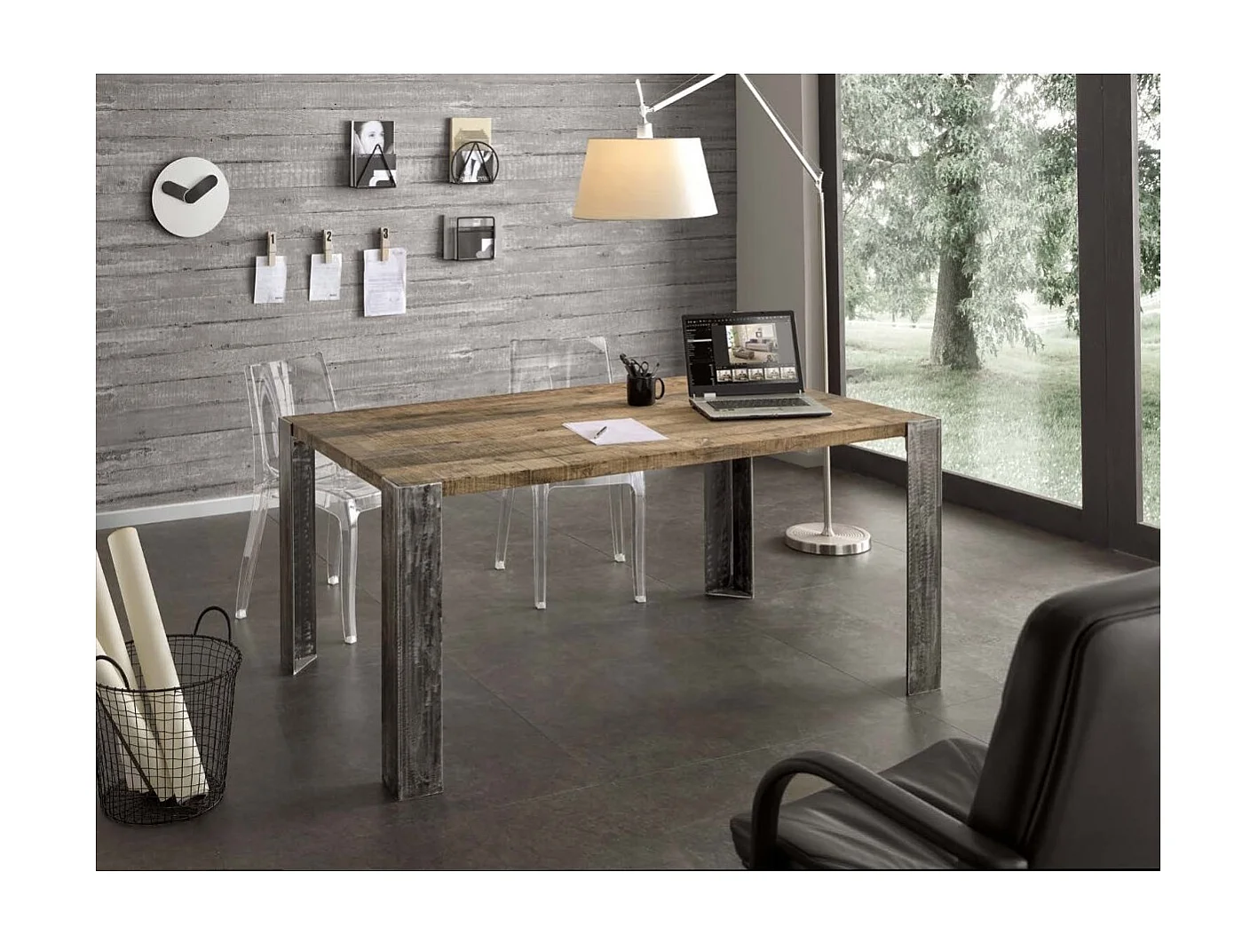 MOBILI 2G - TAVOLO FISSO RETTAGOLARE  LEGNO MASSELLO ROVERE (004)