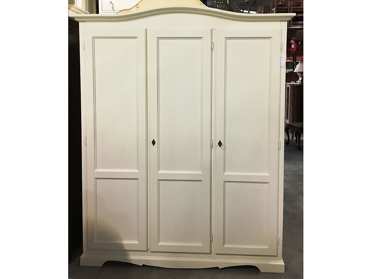 MOBILI 2G - ARMADIO 3 ANTE IN LEGNO BIANCO SHABBY GENDARME 158x56x197H (1313)