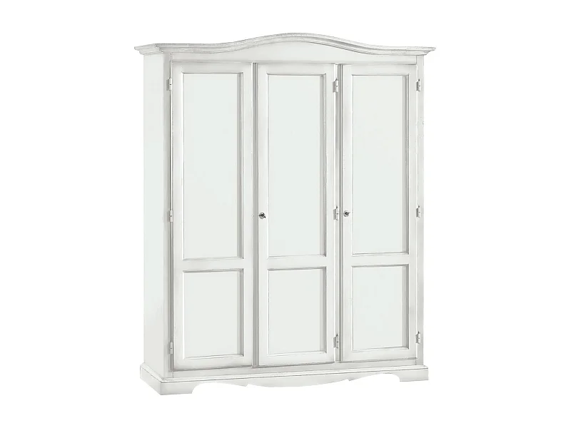 MOBILI 2G - ARMADIO 3 ANTE IN LEGNO BIANCO SHABBY GENDARME 158x56x197H (1313)