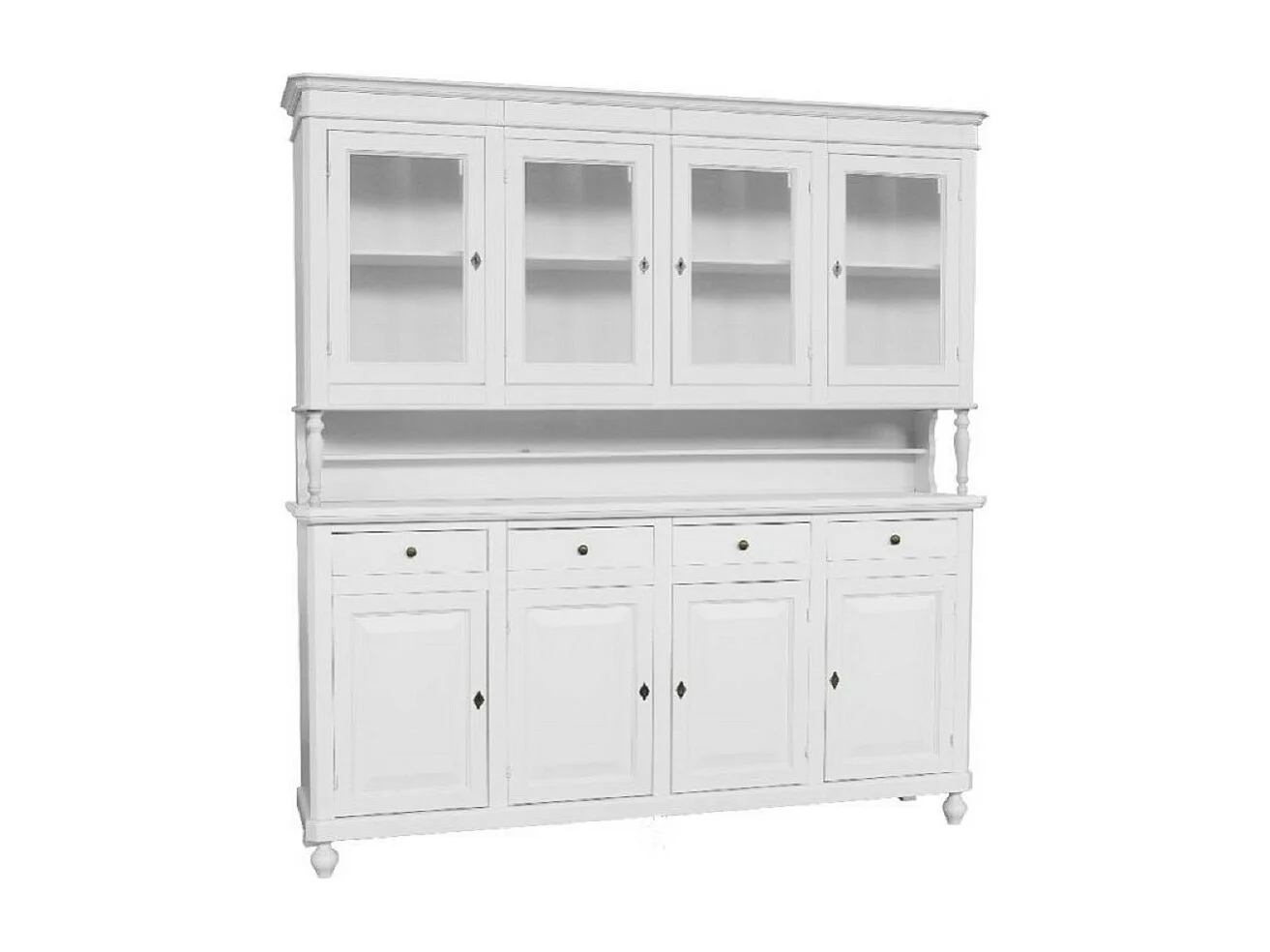 MOBILI 2G - CRISTALLIERA ARTE POVERA 4 PORTE LEGNO SHABBY BIANCO 196X43X208H (736)