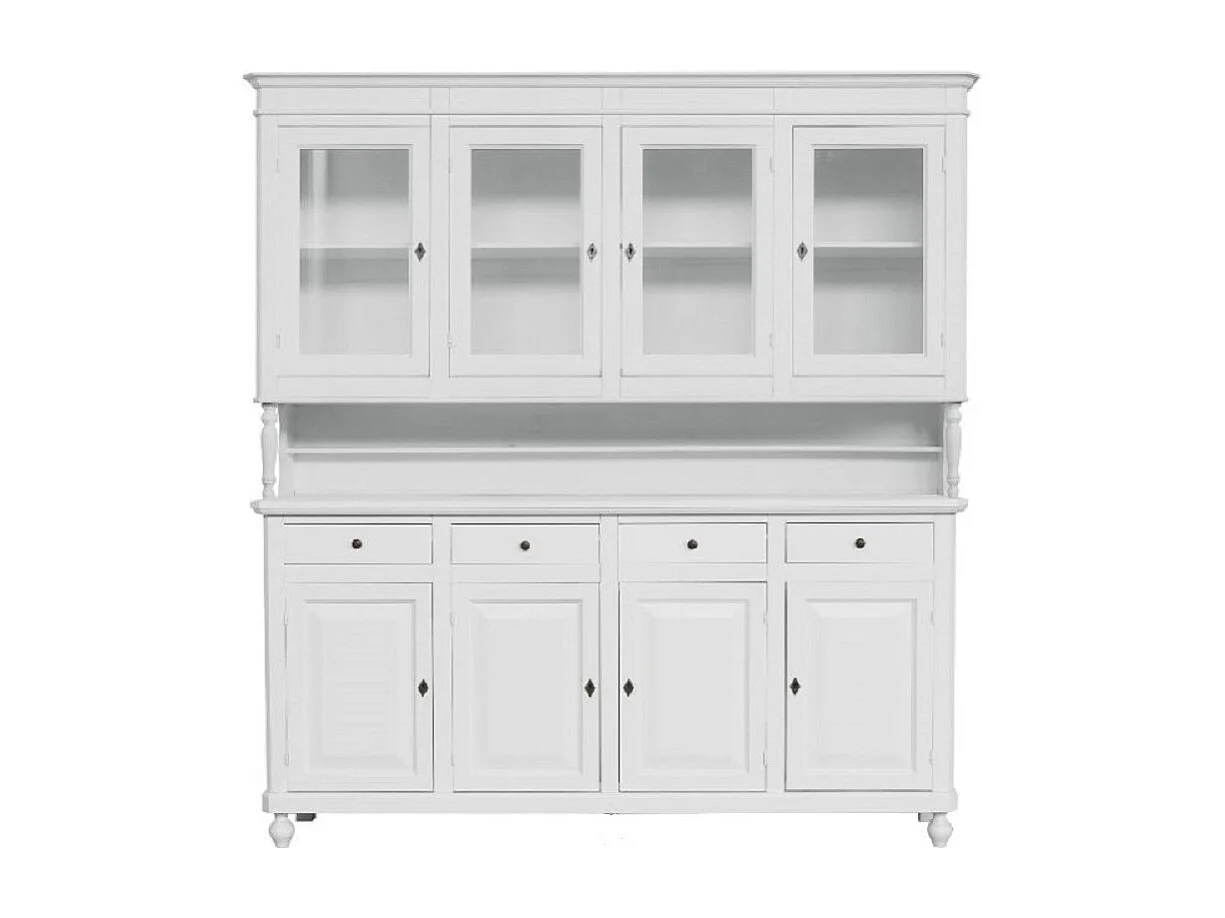 MOBILI 2G - CRISTALLIERA ARTE POVERA 4 PORTE LEGNO SHABBY BIANCO 196X43X208H (736)