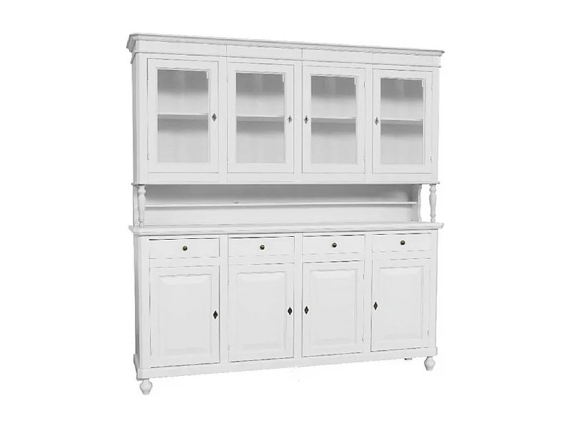 MOBILI 2G - CRISTALLIERA ARTE POVERA 4 PORTE LEGNO SHABBY BIANCO 196X43X208H (736)