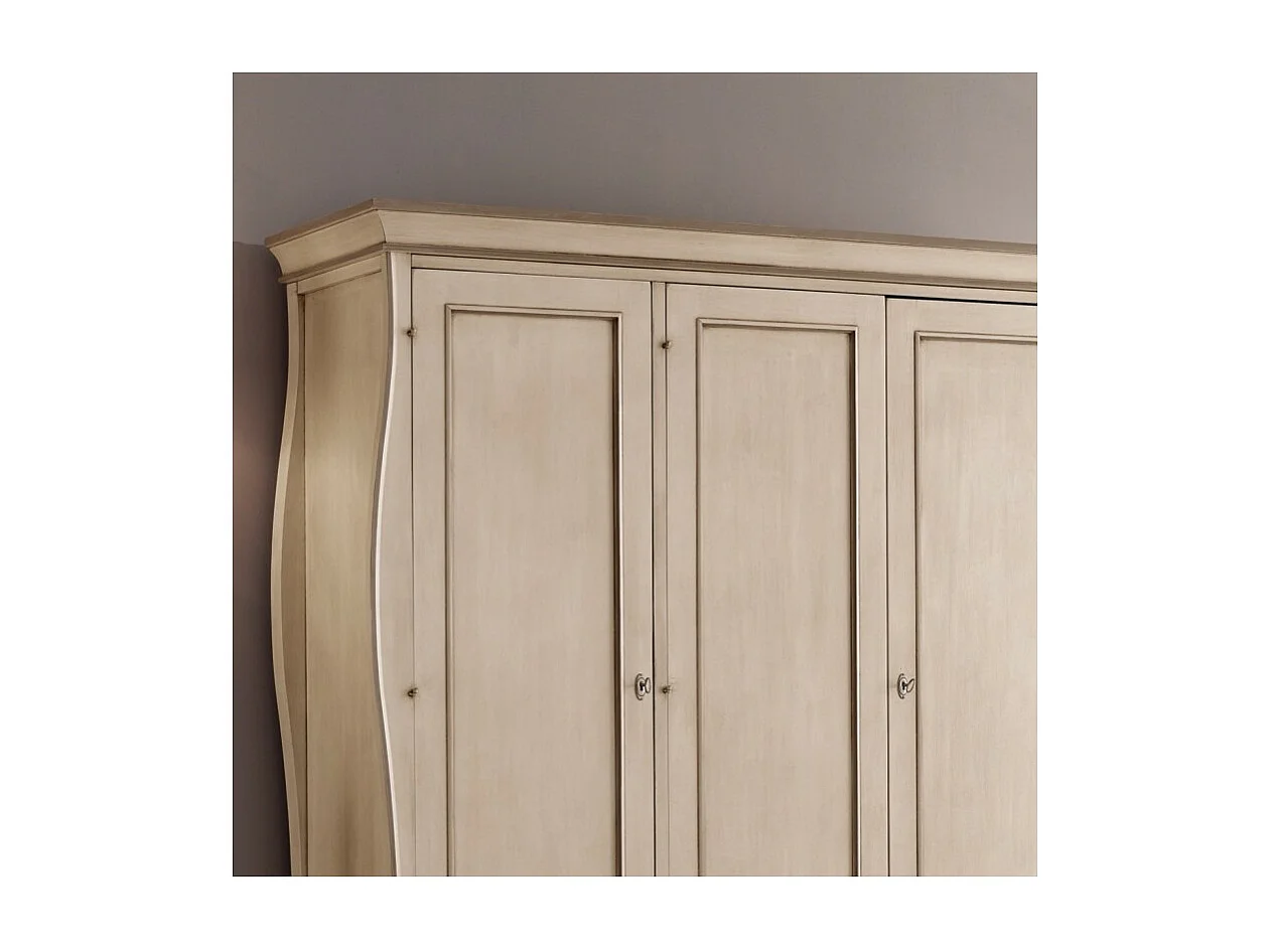 MOBILI 2G - Armadio classico 3 porte in legno shabby avorio tortora 182x64x212 (1478)