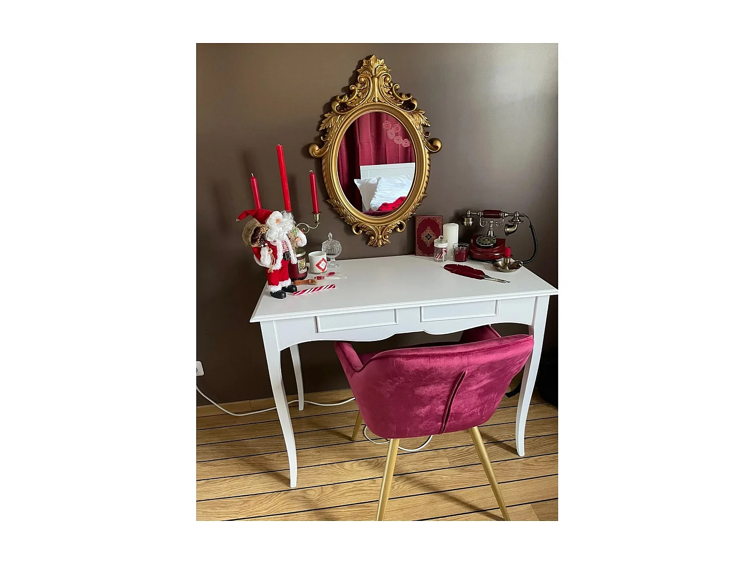 MOBILI 2G - Scrivania classica in arte povera bianco shabby 100x56x80 (1531)