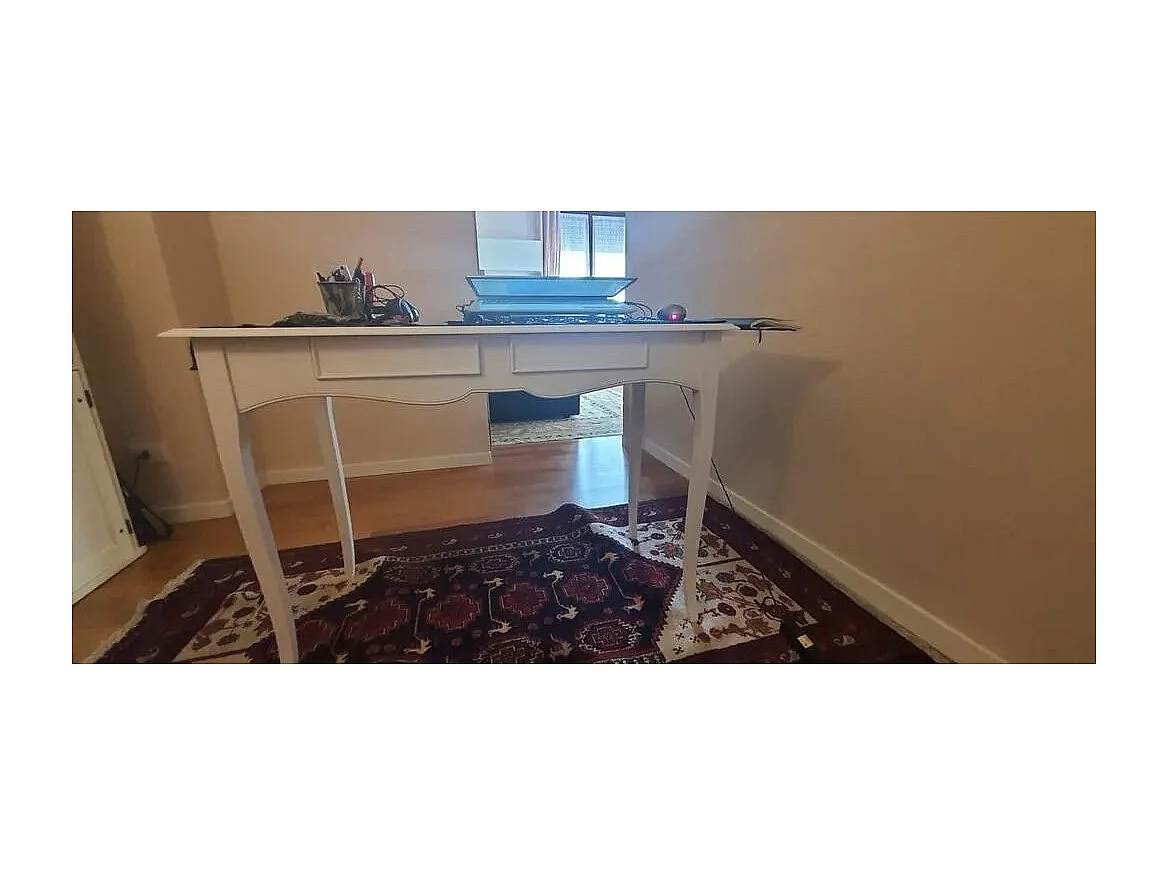 MOBILI 2G - Scrivania classica in arte povera bianco shabby 100x56x80 (1531)