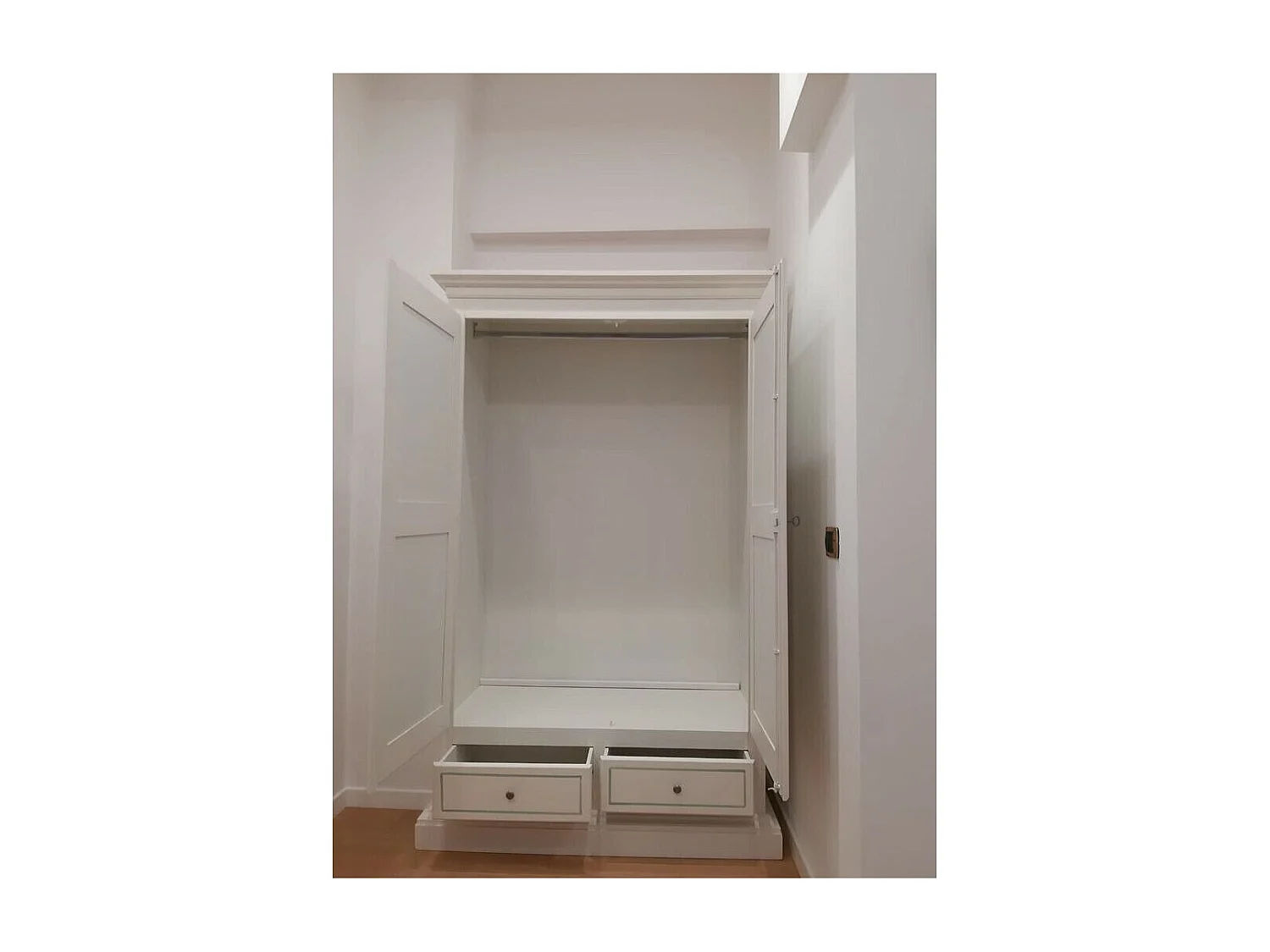 MOBILI 2G -  ARMADIO ARTE POVERA 2 PORTE LEGNO BIANCO DECORATO 125X61X200 (504)