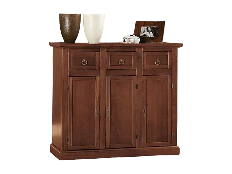 MOBILI 2G - MADIA CREDENZA IN LEGNO TINTA NOCE ARTE POVERA L.100 P.39 H.85 (52F)