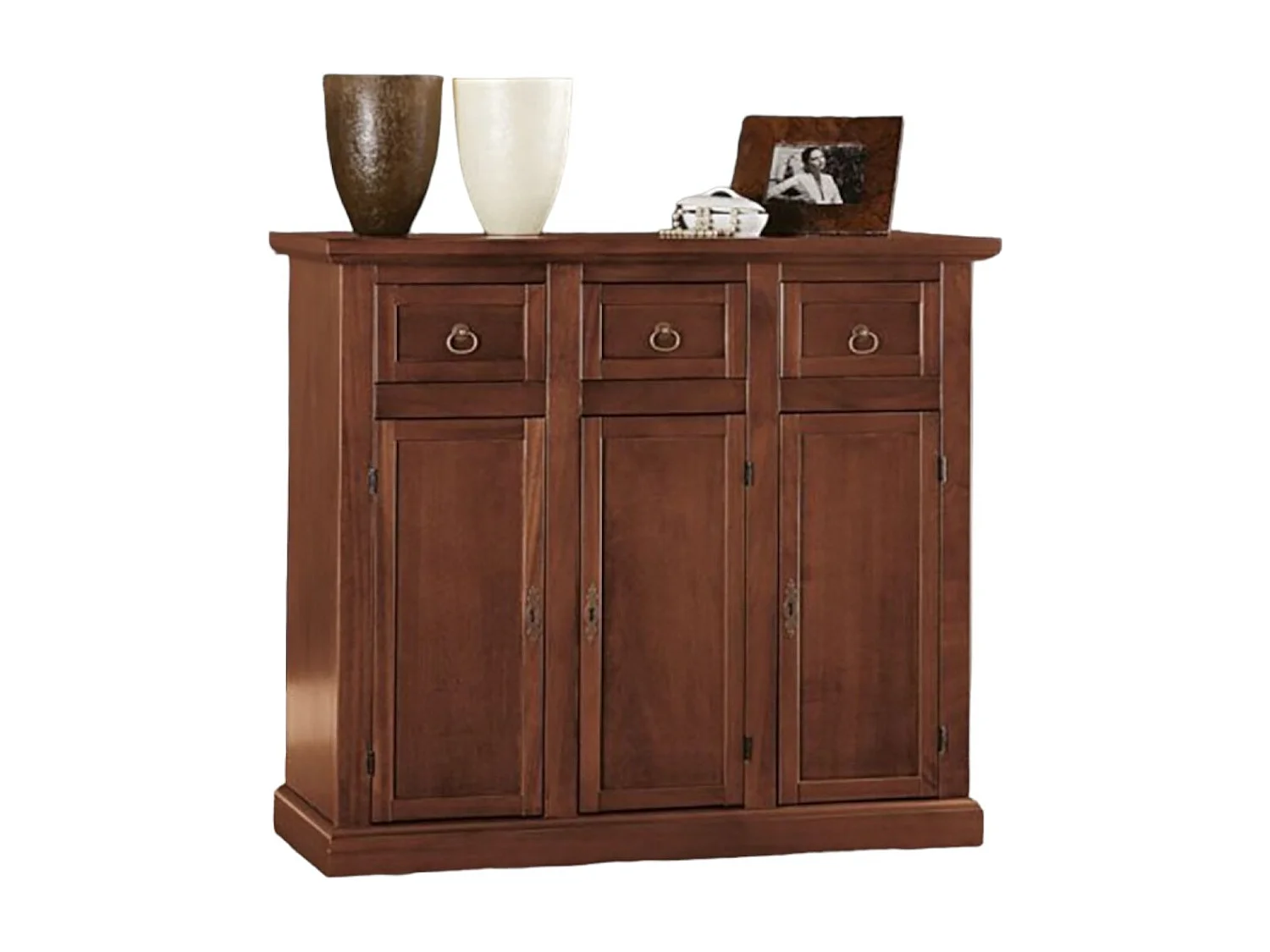 MOBILI 2G - MADIA CREDENZA IN LEGNO TINTA NOCE ARTE POVERA L.100 P.39 H.85 (52F)