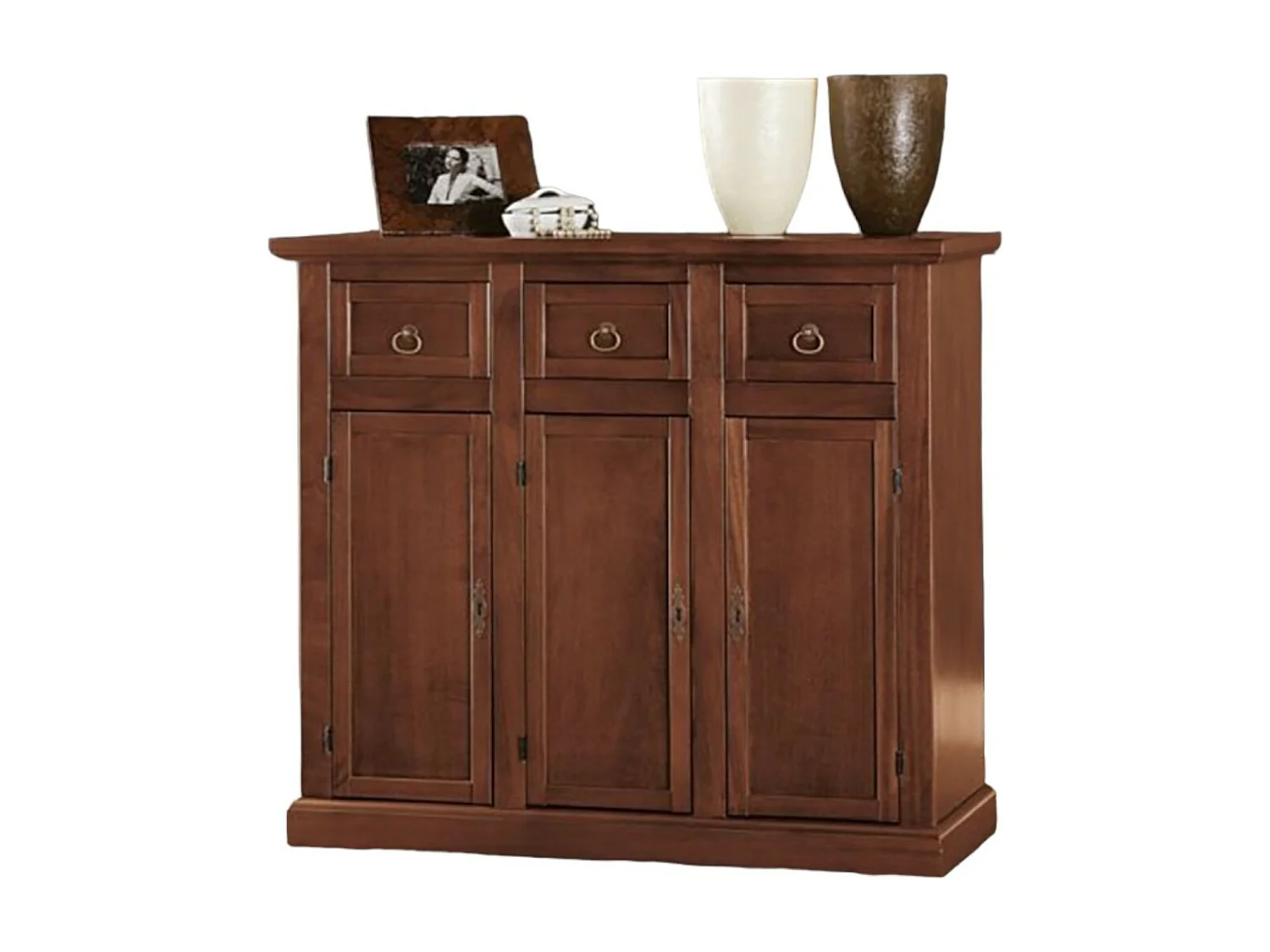 MOBILI 2G - MADIA CREDENZA IN LEGNO TINTA NOCE ARTE POVERA L.100 P.39 H.85 (52F)