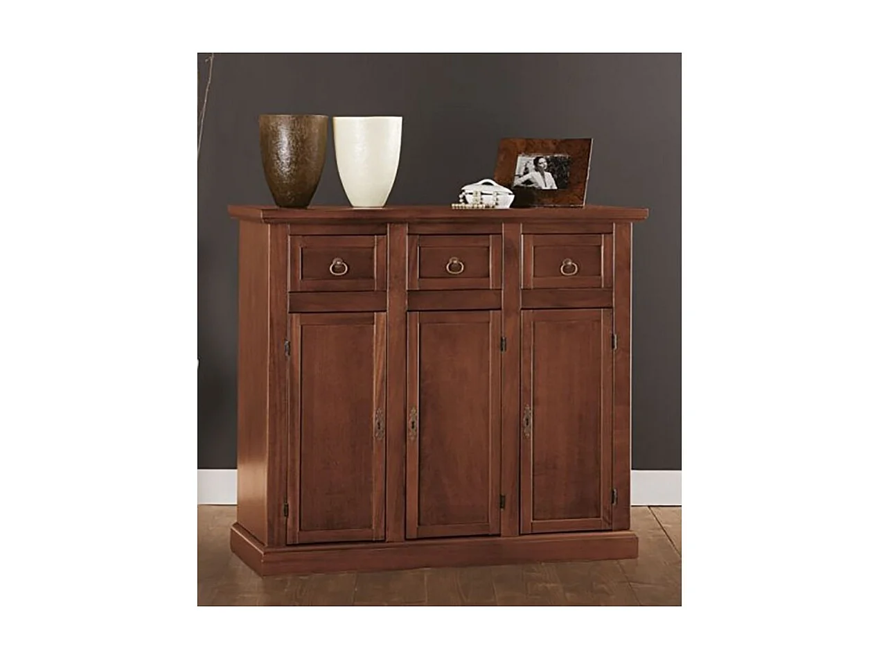 MOBILI 2G - MADIA CREDENZA IN LEGNO TINTA NOCE ARTE POVERA L.100 P.39 H.85 (52F)
