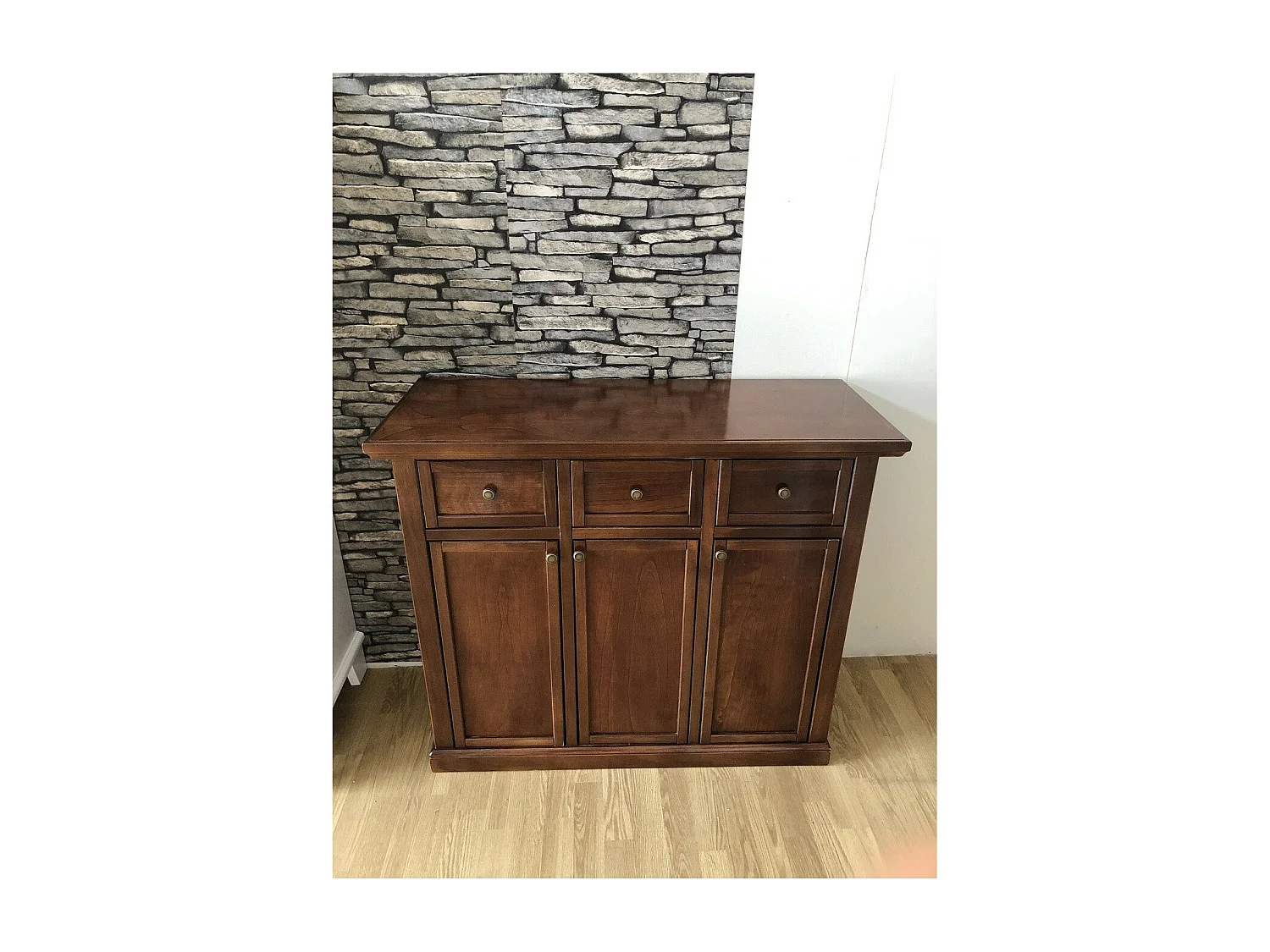 MOBILI 2G - MADIA CREDENZA IN LEGNO TINTA NOCE ARTE POVERA L.100 P.39 H.85 (52F)