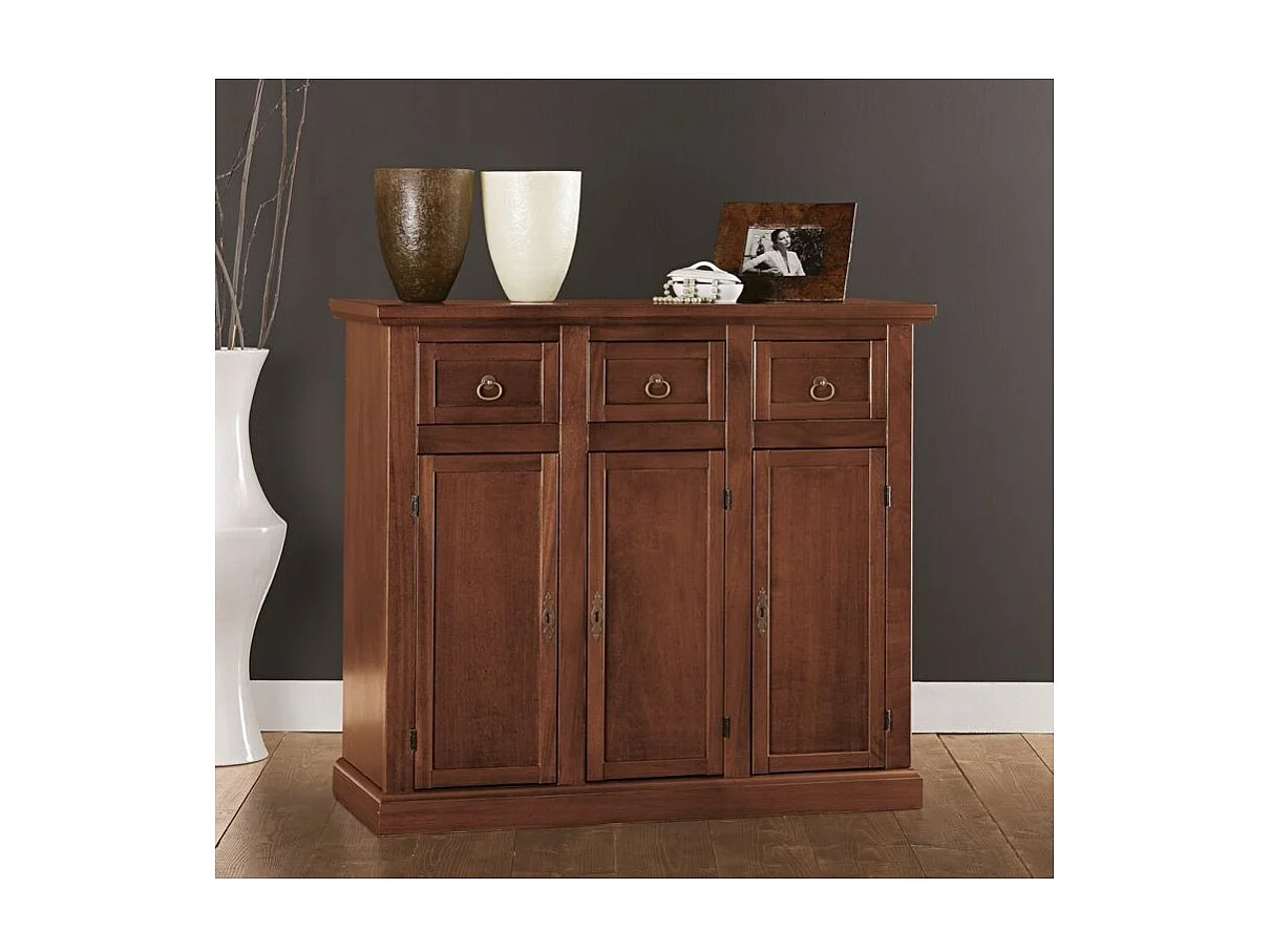 MOBILI 2G - MADIA CREDENZA IN LEGNO TINTA NOCE ARTE POVERA L.100 P.39 H.85 (52F)
