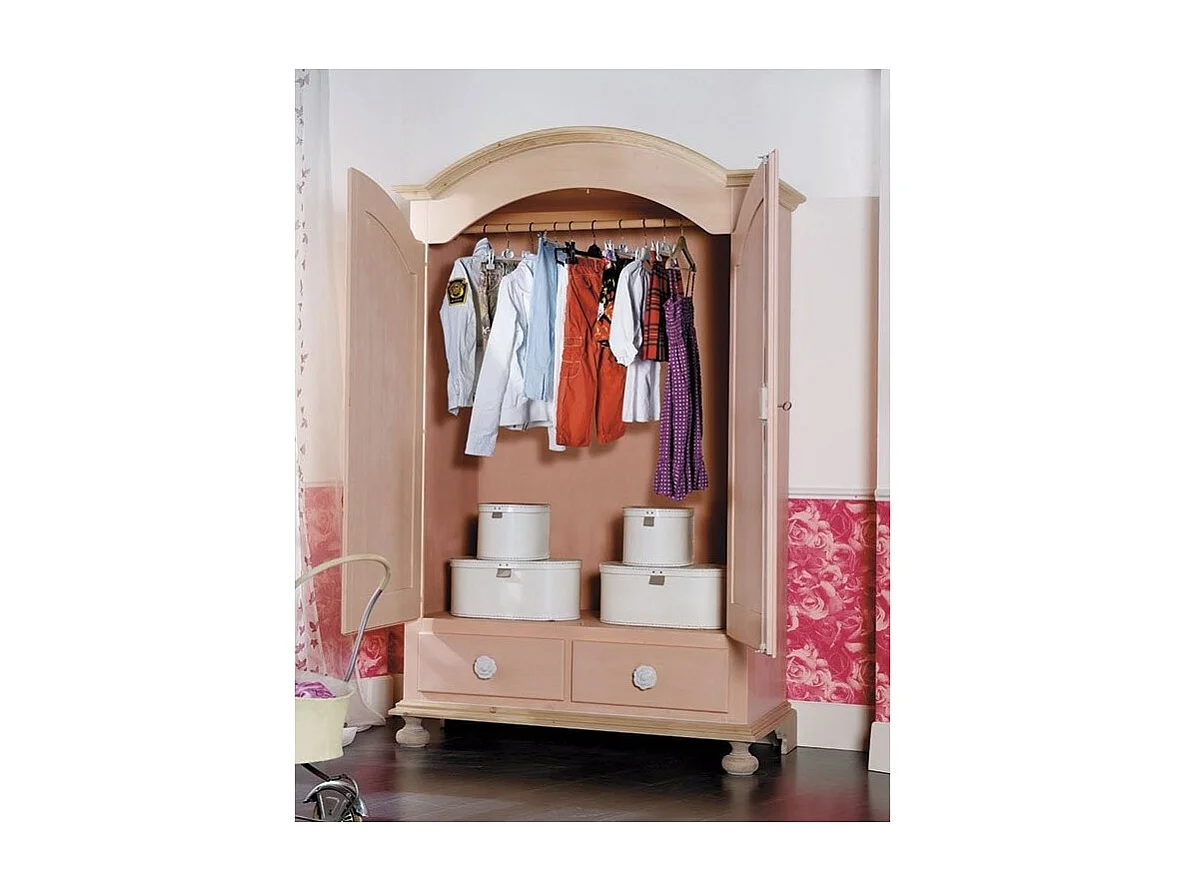 MOBILI 2G - Armadio 2 porte in legno rosa e miele shabby 125x60x200 (2200)