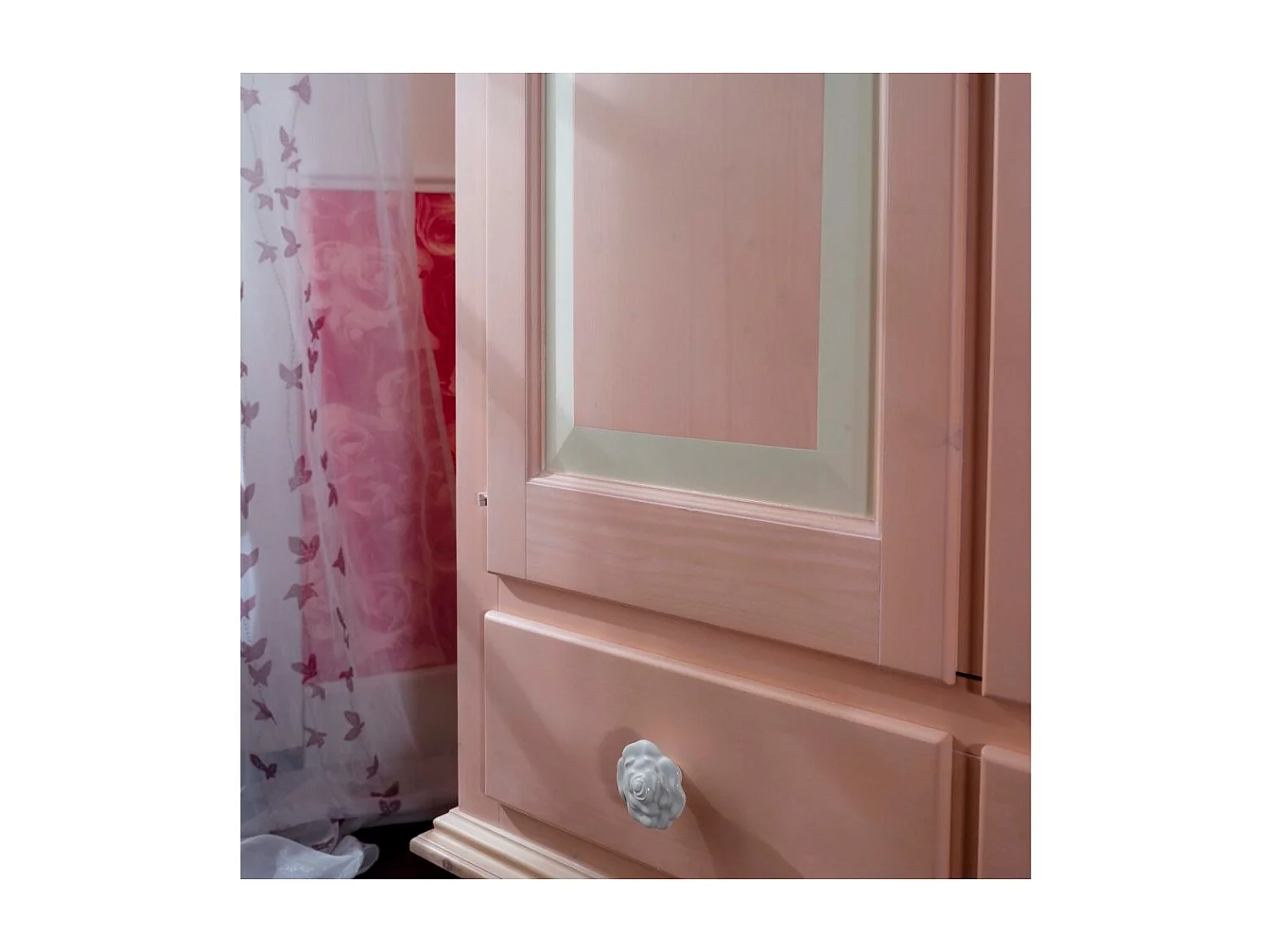 MOBILI 2G - Armadio 2 porte in legno rosa e miele shabby 125x60x200 (2200)