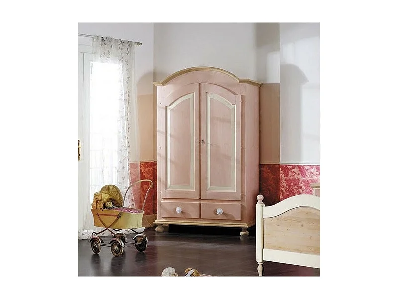 MOBILI 2G - Armadio 2 porte in legno rosa e miele shabby 125x60x200 (2200)