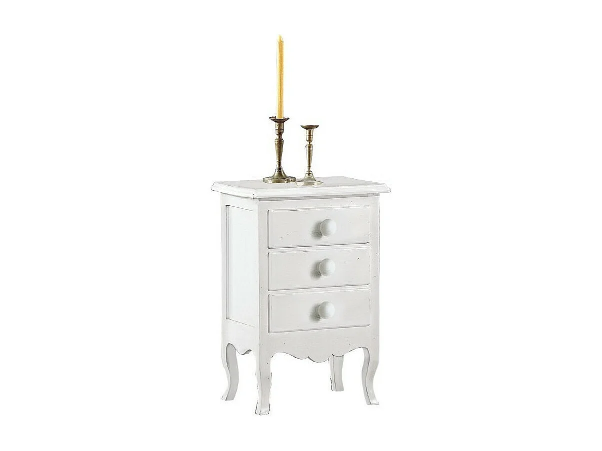 MOBILI 2G - Gruppo 1 Cassettiera 2 Comodini shabby bianco opaco (1305) (1306)