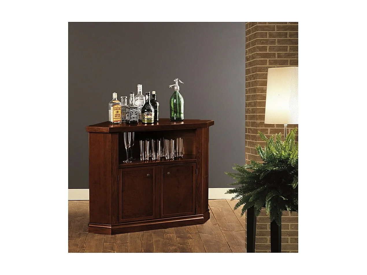 MOBILI 2G - PORTA TV IN LEGNO ARTE POVERA AD ANGOLO TINTA NOCE 72x63xH80 (376)