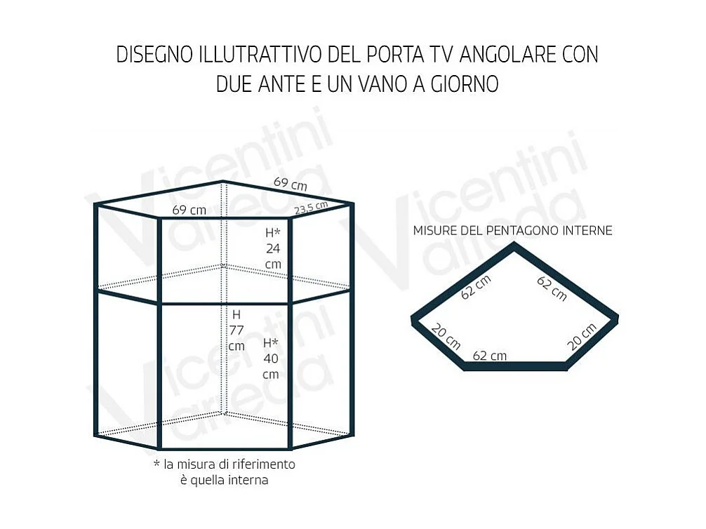 MOBILI 2G - PORTA TV IN LEGNO ARTE POVERA AD ANGOLO TINTA NOCE 72x63xH80 (376)