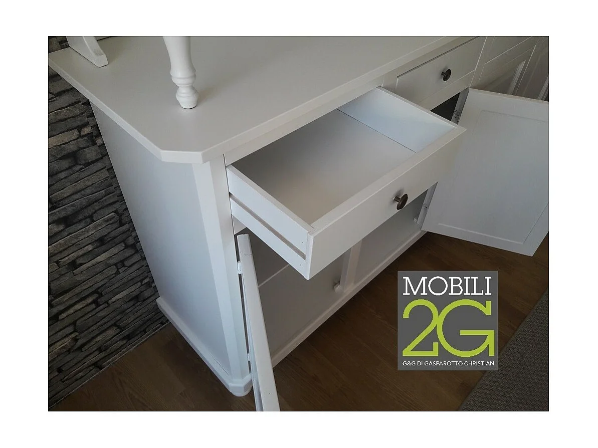 MOBILI 2G - CRISTALLIERA 3 PORTE BIANCA LEGNO SHABBY CHIC L.150X43X228 (1508)