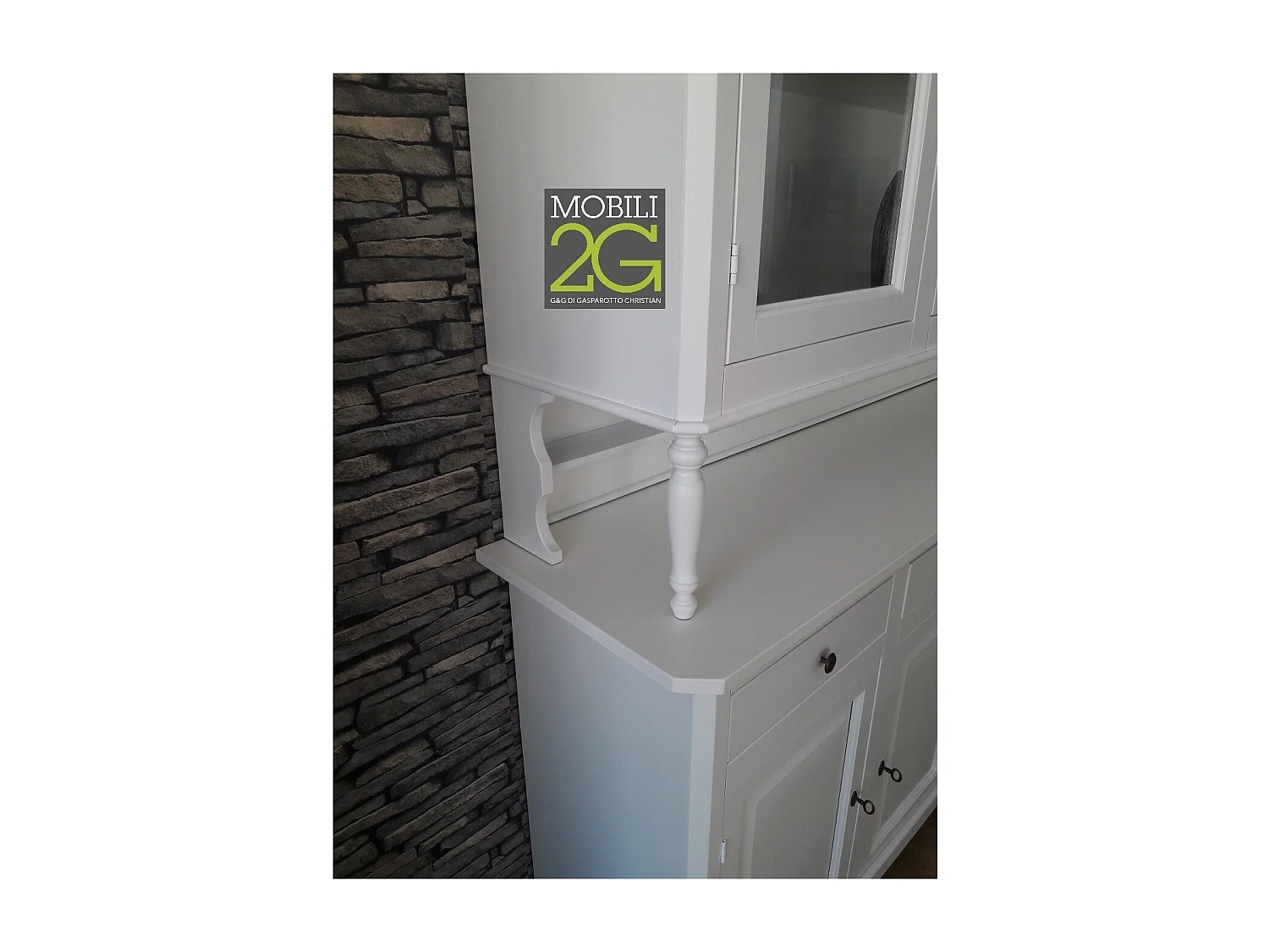 MOBILI 2G - CRISTALLIERA 3 PORTE BIANCA LEGNO SHABBY CHIC L.150X43X228 (1508)