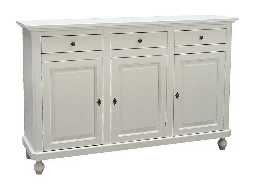 MOBILI 2G - Madia Credenza arte povera 3 Ante legno Bianco150X43X98 (1506)