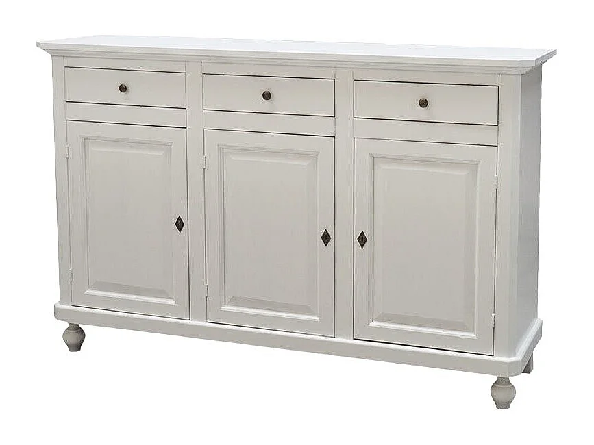 MOBILI 2G - Madia Credenza arte povera 3 Ante legno Bianco150X43X98 (1506)