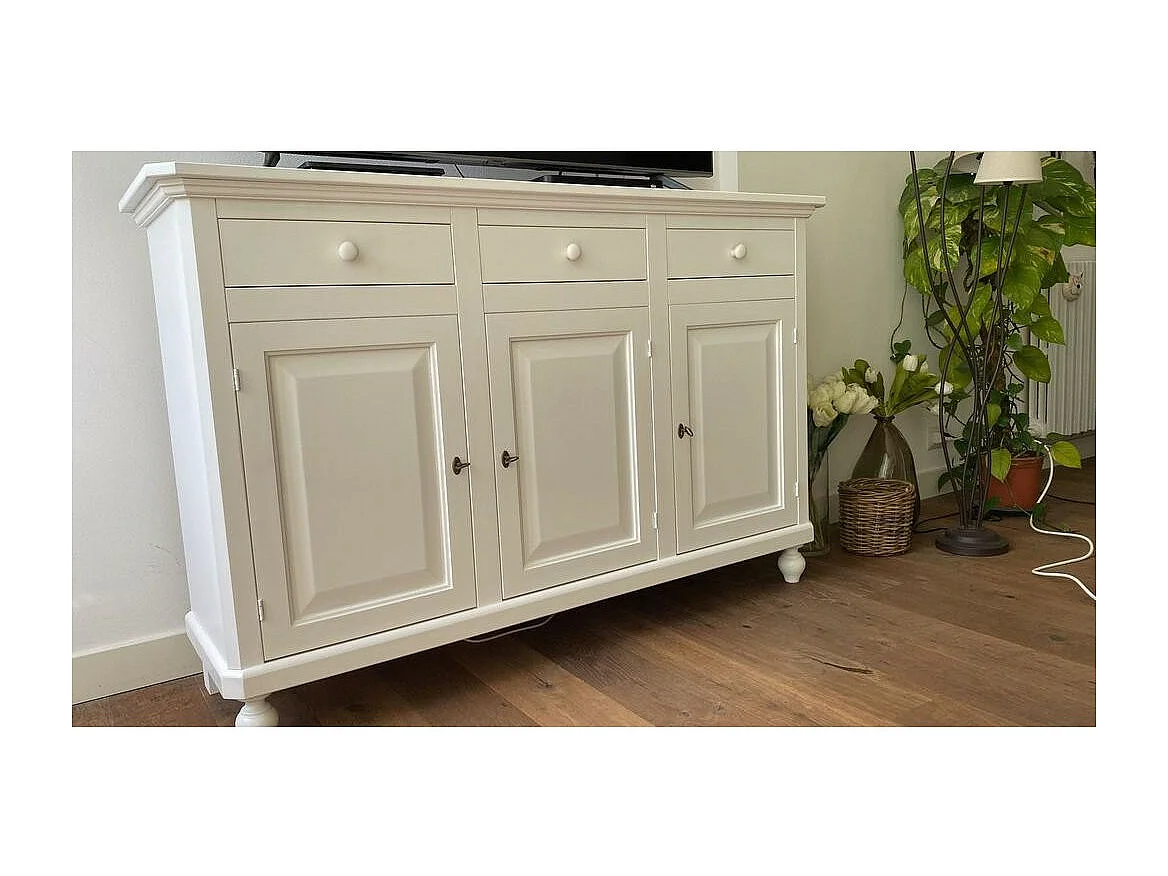 MOBILI 2G - Madia Credenza arte povera 3 Ante legno Bianco150X43X98 (1506)