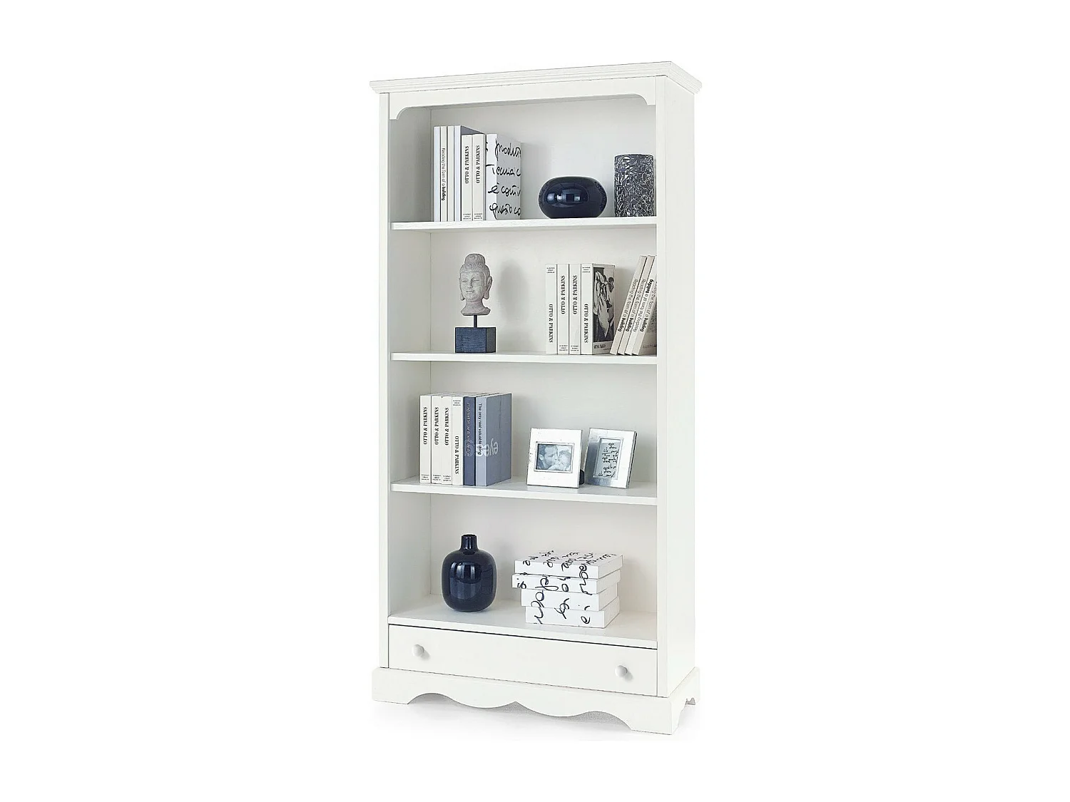 MOBILI 2G - LIBRERIA CLASSICA IN LEGNO BIANCO cm94x36x189H (1502)