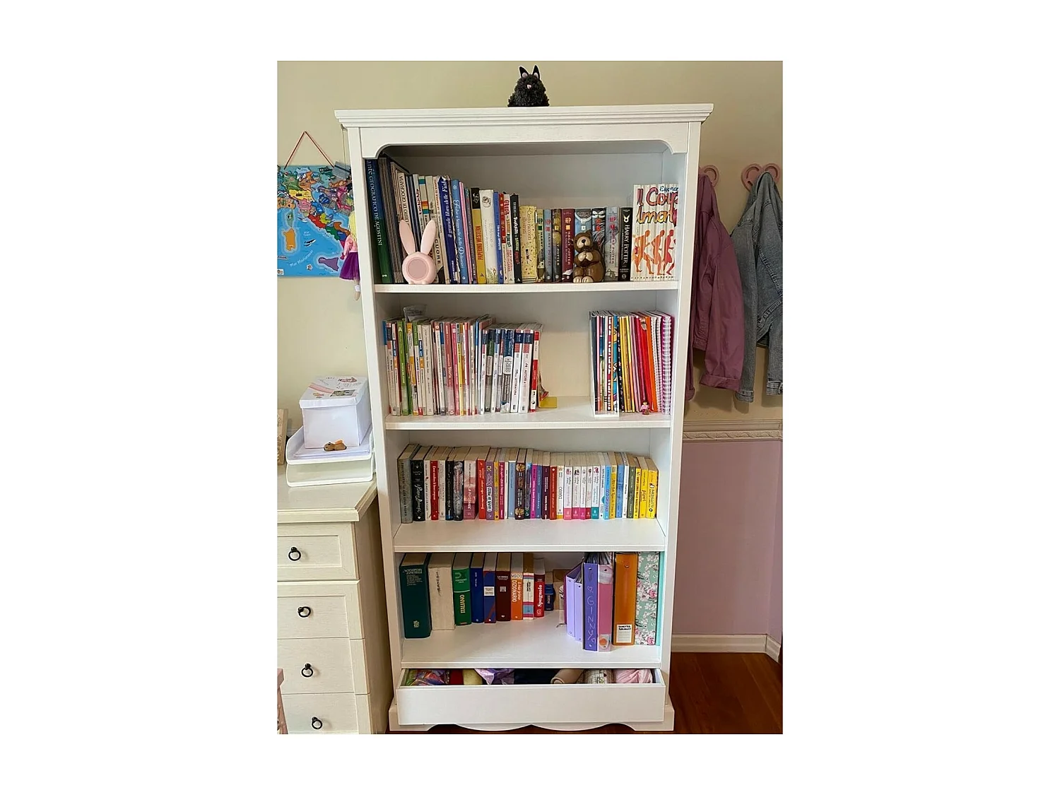 MOBILI 2G - LIBRERIA CLASSICA IN LEGNO BIANCO cm94x36x189H (1502)