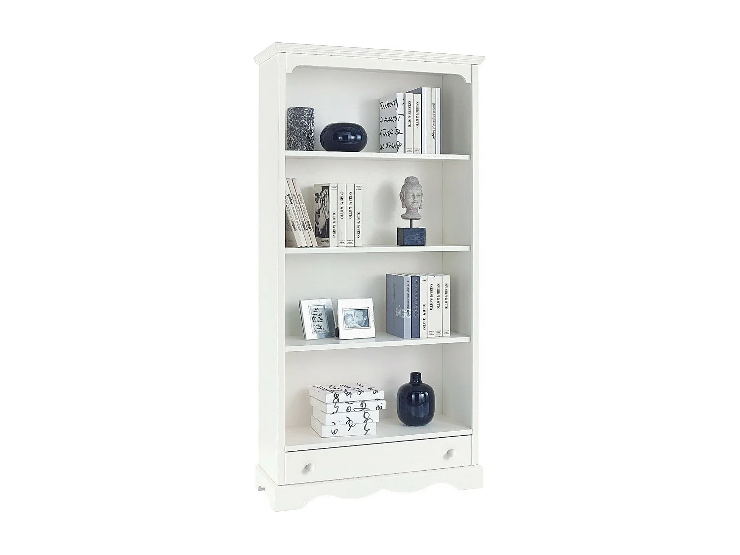 MOBILI 2G - LIBRERIA CLASSICA IN LEGNO BIANCO cm94x36x189H (1502)