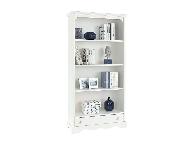 MOBILI 2G - LIBRERIA CLASSICA IN LEGNO BIANCO cm94x36x189H (1502)