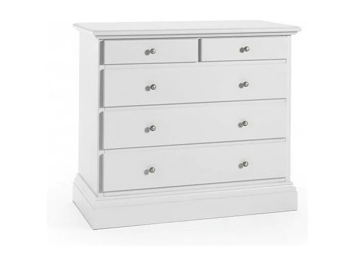 MOBILI 2G - CASSETTIERA 5 CASSETTI CLASSICA SHABBY BIANCO 117x51x101 (6070)