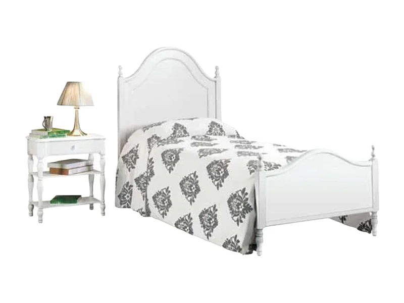 MOBILI 2G - LETTO SINGOLO ARTE POVERA LACCATO BIANCO OPACO  L.100 P.212 HT.135 (1431)