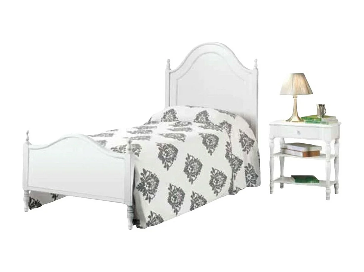 MOBILI 2G - LETTO SINGOLO ARTE POVERA LACCATO BIANCO OPACO  L.100 P.212 HT.135 (1431)