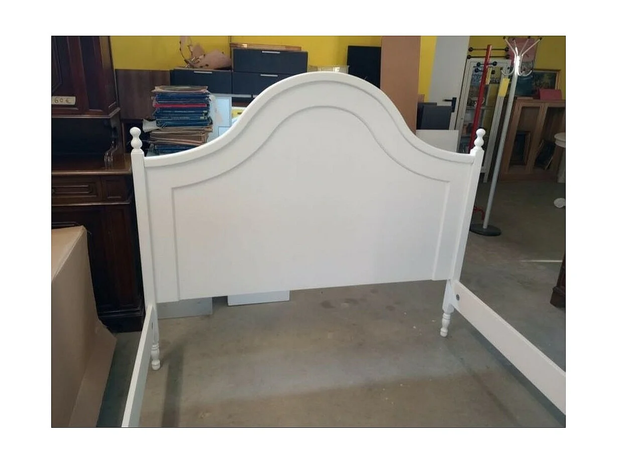 MOBILI 2G - LETTO SINGOLO ARTE POVERA LACCATO BIANCO OPACO  L.100 P.212 HT.135 (1431)